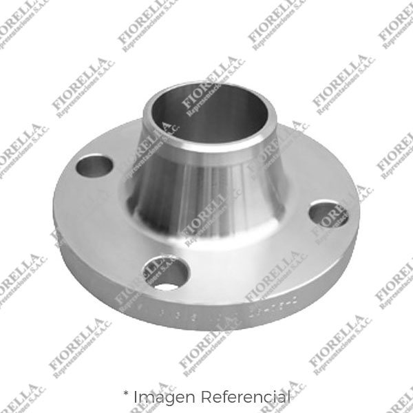 BRIDA CUELLO (WELDING NECK) ACERO INOXIDABLE ASTM A182 304/304L ANSI B16.5 CLASE 150 RF (RAISED FACE) CUELO SCH-40