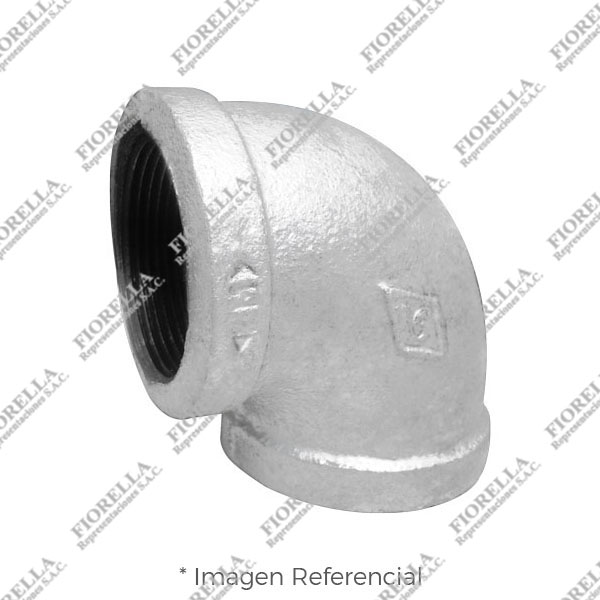 CODO (ELBOW) REFORZADO FIERRO MALEABLE  GALVANIZADO A197 X 90  CLASE 150 ROSCA NPT (B1.20.1) CERTIFICACION UL/FM MOD. 90 MECH (JINAN MEIDE)