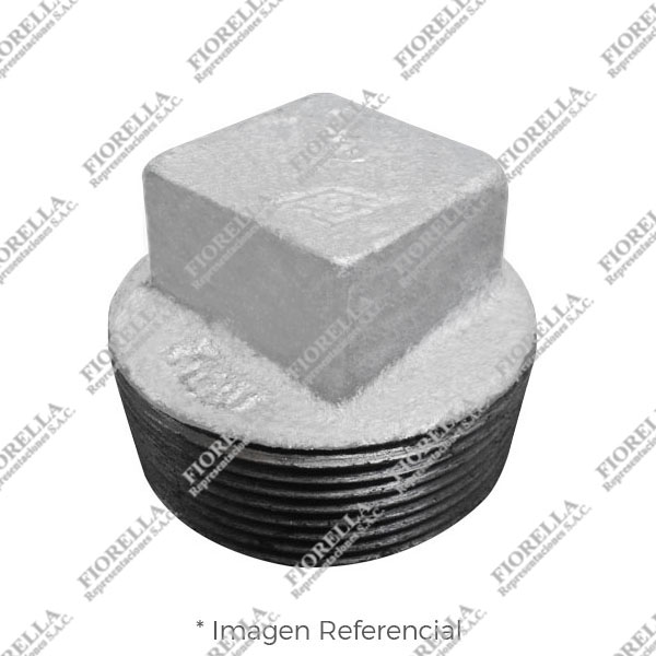 TAPON MACHO CABEZA CUADRADA (CORED PLUG)  FIERRO MALEABLE GALVANIZADO A197 CLASE 150/300 ROSCA NPT (B1.20.1) CERTIFICACION UL/FM MOD. 291 MECH (JINAN MEIDE)