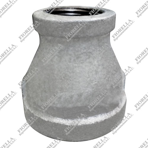 REDUCCION CAMPANA (REDUCING COUPLING) FIERRO MALEABLE GALVANIZADO ASTM A197 CLASE 150 ROSCA NPT UL/FM