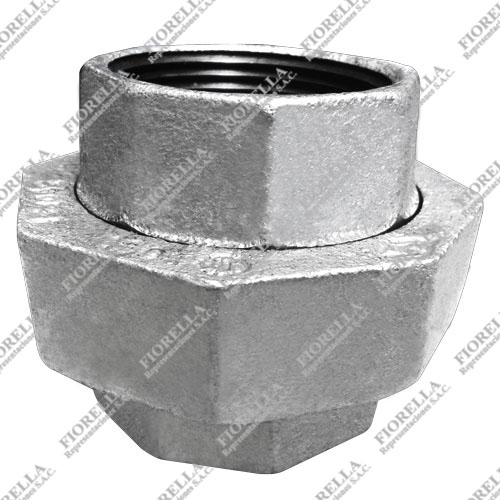 UNION UNIVERSAL O TUERCA UNION (UNION) DE FIERRO MALEABLE GALVANIZADO ASTM A197 CLASE 150 ROSCA NPT UL/FM