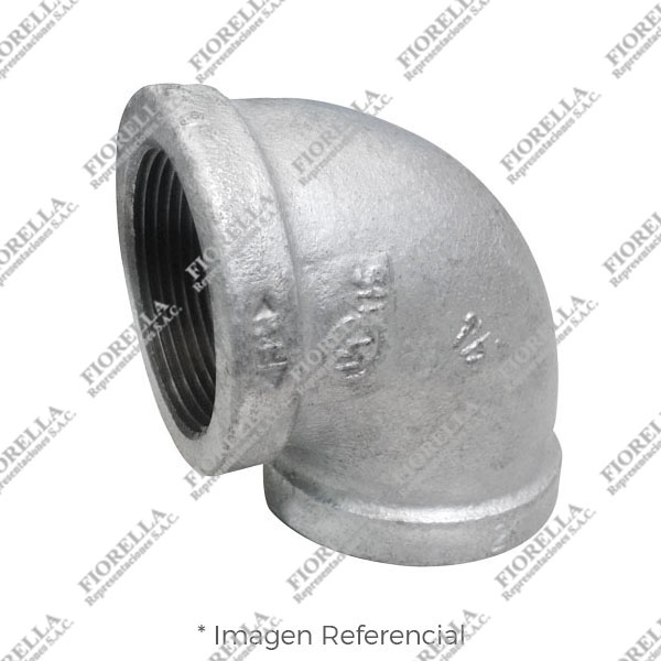 CODO (ELBOW) REFORZADO FIERRO MALEABLE GALVANIZADO A197 X 90  CLASE 150 ROSCA NPT (B1.20.1) CERTIFICACION UL/FM CIFUNSA