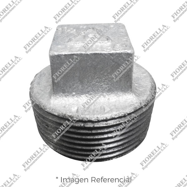 TAPON MACHO CABEZA CUADRADA (CORED PLUG)  FIERRO MALEABLE GALVANIZADO A197 CLASE 150/300 ROSCA NPT (B1.20.1) CERTIFICACION UL/FM CIFUNSA