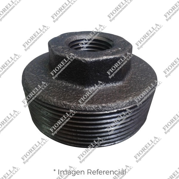 BUSHING CABEZA HEXAGONAL MACHO/HEMBRA (OUTSIDE HEX BUSHING) FIERRO MALEABLE NEGRO A197 CLASE 150/300 ROSCA NPT CERTIFICACION UL/FM MOD. 241 MECH (JINAN MEIDE)