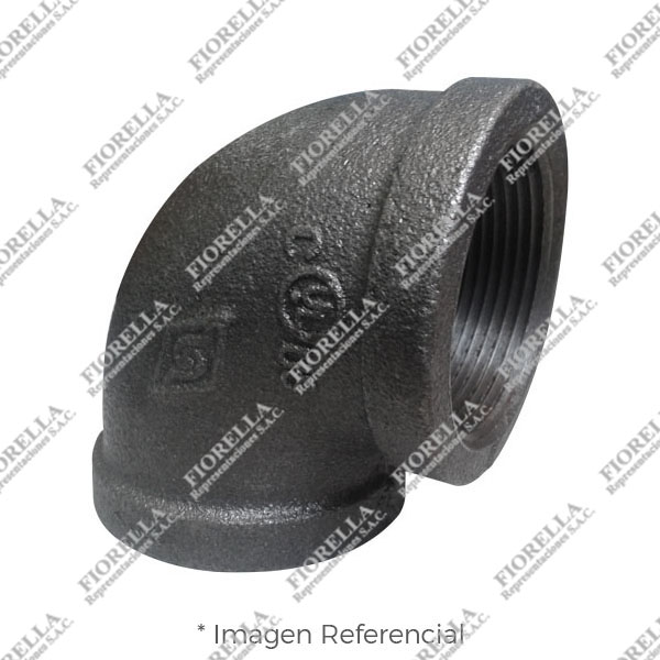 CODO (ELBOW) REFORZADO FIERRO MALEABLE  NEGRO A197 X 90  CLASE 150 ROSCA NPT (B1.20.1) CERTIFICACION UL/FM MOD. 90 MECH (JINAN MEIDE)