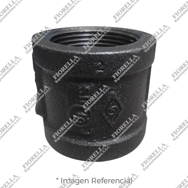 UNION SIMPLE O COPLA (COUPLING) REFORZADO FIERRO MALEABLE NEGRO A197 CLASE 150 ROSCA NPT (B1.20.1) CERTIFICACION UL/FM MOD. 220 MECH (JINAN MEIDE)