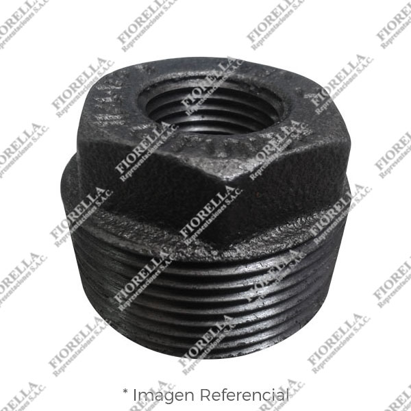 BUSHING CABEZA HEXAGONAL MACHO/HEMBRA (OUTSIDE HEX BUSHING) FIERRO MALEABLE NEGRO A197 CLASE 150/300 ROSCA NPT CERTIFICACION UL/FM CIFUNSA