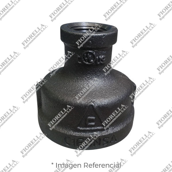 REDUCCION CAMPANA (REDUCING COUPLING) REFORZADO FIERRO MALEABLE NEGRO A197 CLASE 150 ROSCA NPT (B1.20.1) CERTIFICADO UL/FM CIFUNSA