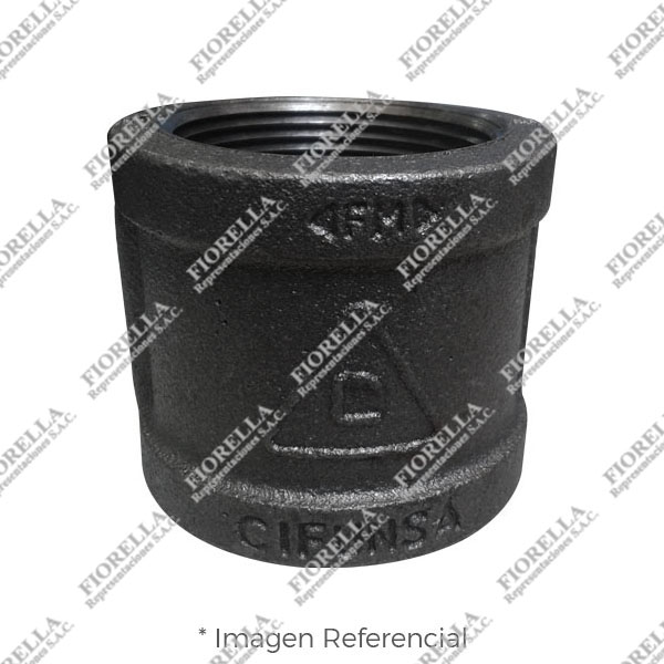 UNION SIMPLE O COPLA (COUPLING) REFORZADO FIERRO MALEABLE NEGRO A197 CLASE 150 ROSCA NPT (B1.20.1) CERTIFICACION UL/FM CIFUNSA