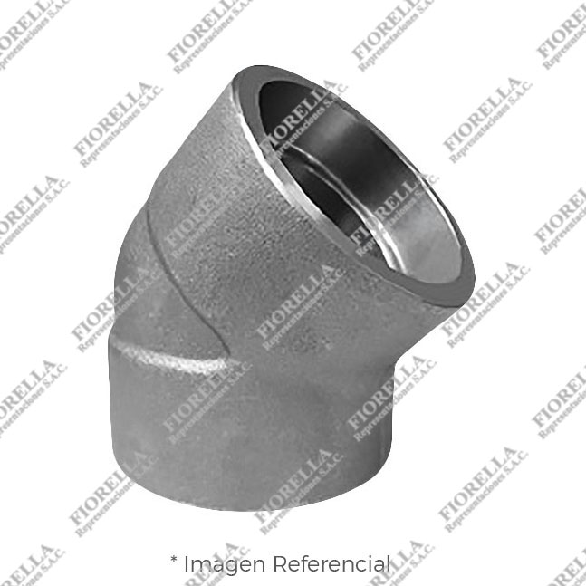 CODO (ELBOW) 45° DE ACERO FORJADO ASTM A105 DISEÑO ASME B16.11 CLASE 3000 EXTREMOS SOLDABLES (SOCKET WELD)