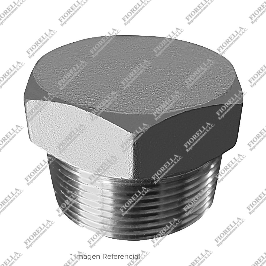 TAPON MACHO CABEZA HEXAGONAL (HEXAGONAL HEAD PLUG) DE ACERO FORJADO A105/ASME B16.11 X 3000/6000 LBS ROSCA NPT (B1.20.1) CERTIFICADO TEST API598 MARCA "FR"