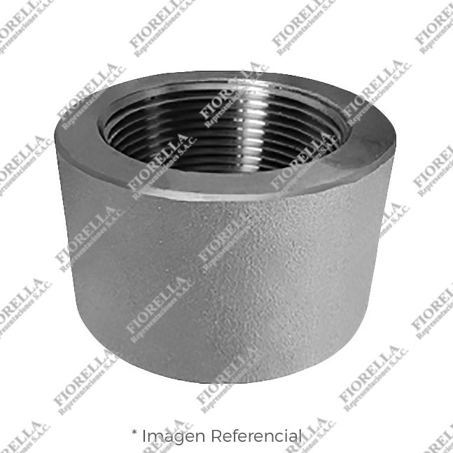 MEDIA COPLA SIMPLE (HALF COUPLING) DE ACERO FORJADO A105/ASME B16.11 X 3000 LBS ROSCA NPT (B1.20.1) CERTIFICADO TEST API598 MARCA "FR"