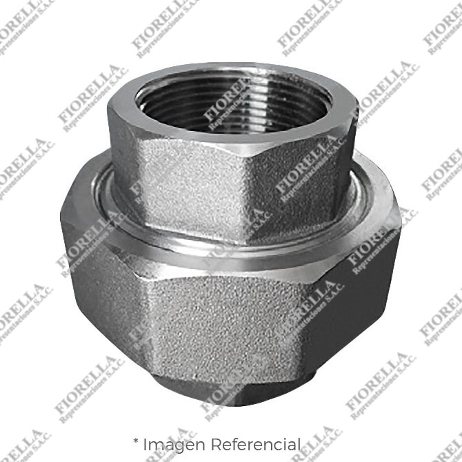 UNION UNIVERSAL HEXAGONAL (HEX UNION) DE ACERO FORJADO A105/ASME B16.11 X 3000 LBS ROSCA NPT (B1.20.1) CERTIFICADO TEST API598 MARCA "FR"