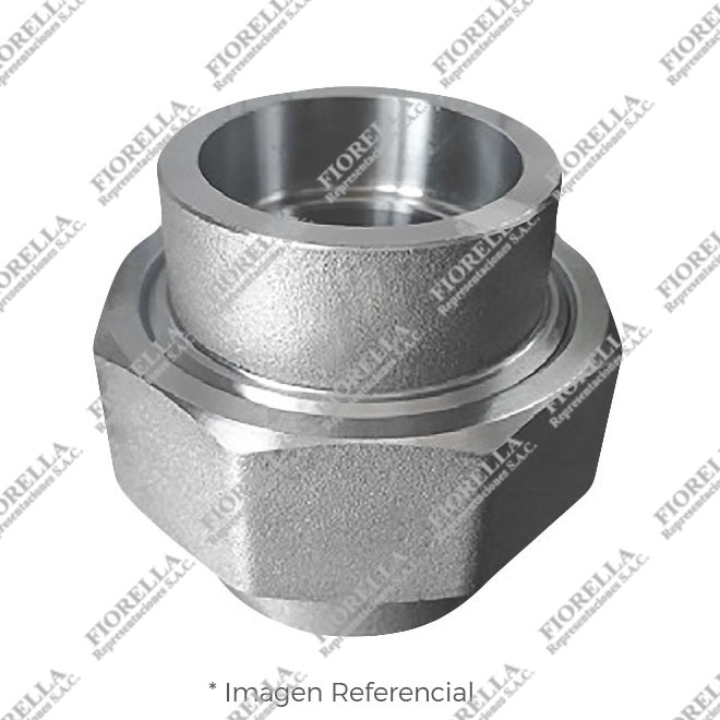 UNION UNIVERSAL HEXAGONAL (HEX UNION) DE ACERO FORJADO A105/ASME B16.11 X 3000 LBS SOLDABLE SW CERTIFICADO CON TEST API598 MARCA "FR"