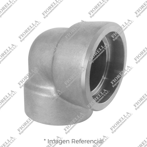 CODO (ELBOW) DE ACERO INOXIDABLE FORJADO CALIDAD 304-304L (ASTM A182) X 90 X 3000 LBS. EXTREMOS SOLDABLES (SOCKET WELD) MARCA "FR"