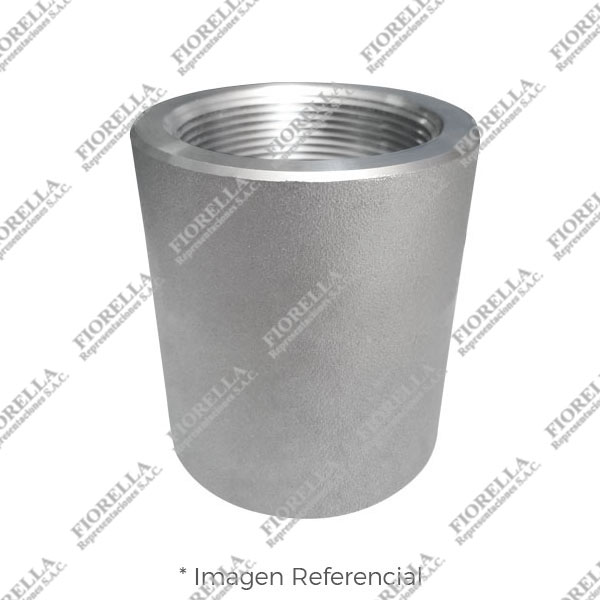 COPLA REDUCTORA (REDUCING COUPLING) DE ACERO INOXIDABLE FORJADO CALIDAD 304-304L (ASTM A182) X 3000 LBS. EXTREMOS ROSCADOS NPT B1.20.1 MARCA "FR"