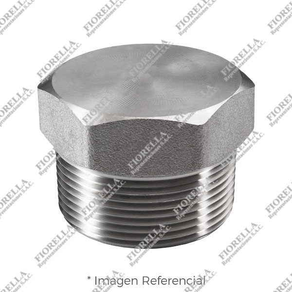 TAPON MACHO (PLUG) DE ACERO INOXIDABLE FORJADO CALIDAD 304-304L (ASTM A182) X 3000/6000 LBS. EXTREMOS ROSCADOS NPT B1.20.1 MARCA "FR"