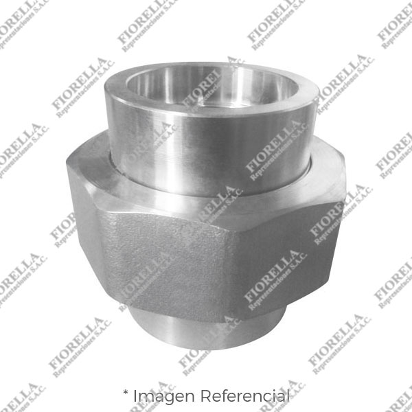 UNION UNIVERSAL O TUERCA UNION (UNION) DE ACERO INOXIDABLE FORJADO CALIDAD 304-304L (ASTM A182) X 3000 LBS. EXTREMOS SOLDABLES (SOCKET WELD) MARCA "FR"