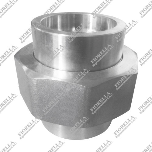 UNION UNIVERSAL O TUERCA UNION (UNION) DE ACERO INOXIDABLE FORJADO CALIDAD 316-316L (ASTM A182) X 3000 LBS. EXTREMOS SOLDABLES (SOCKET WELD) MARCA "FR"