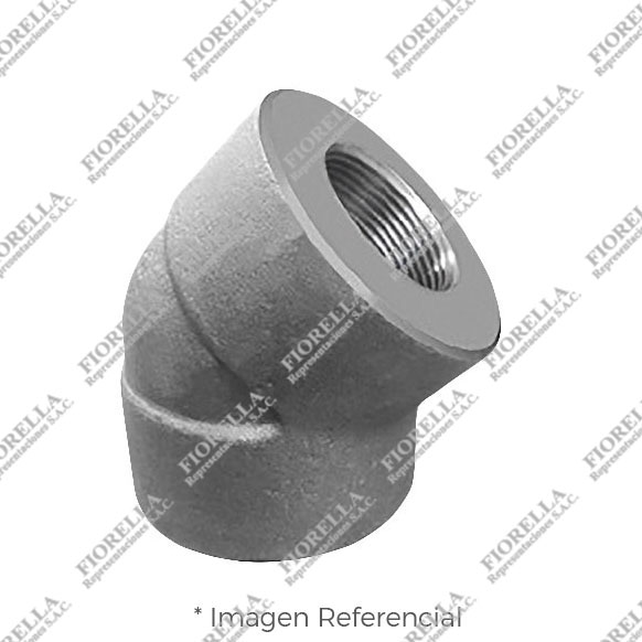 CODO (ELBOW) 45° DE ACERO FORJADO ASTM A105 DISEÑO ASME / ANSI B16.11 CLASE 6000 EXTREMOS ROSCADOS NPT