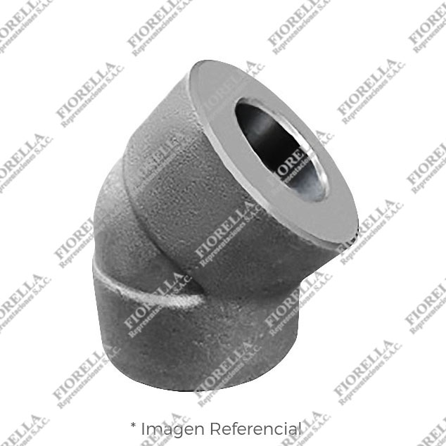 CODO (ELBOW) 45° DE ACERO FORJADO ASTM A105 DISEÑO ASME B16.11 CLASE 6000 EXTREMOS SOLDABLES (SOCKET WELD)