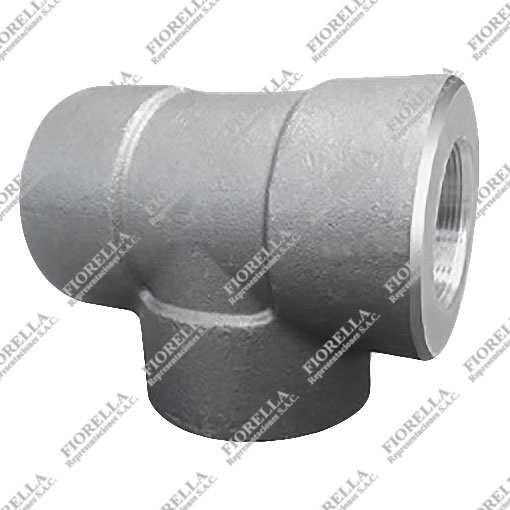 TEE (TEE) DE ACERO FORJADO A105/ASME B16.11 X 6000 LBS EXTREMOS ROSCADOS NPT (B1.20.1) MARCA "FR"