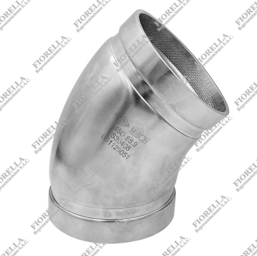 CODO ACERO INOXIDABLE LR SS304 RANURADO SCH-10 X 45