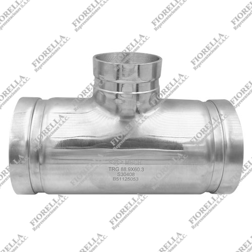 TEE REDUCTOR ACERO INOXIDABLE SS304 RANURADO SCH-10