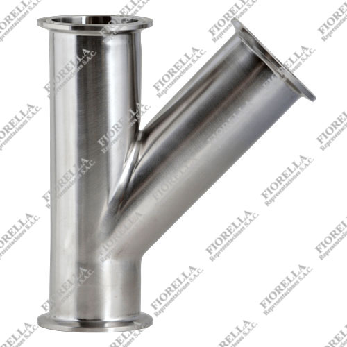CONEXIÓN TIPO "Y" LATERAL SANITARIA ASTM A270 304 3A EXTREMOS CLAMP