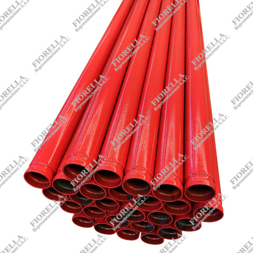 TUBO ACERO CON COSTURA ASTM A795 SCH-10 RANURADO UL/FM X 5.80 M GRADO B COLOR ROJO MARCA MECH