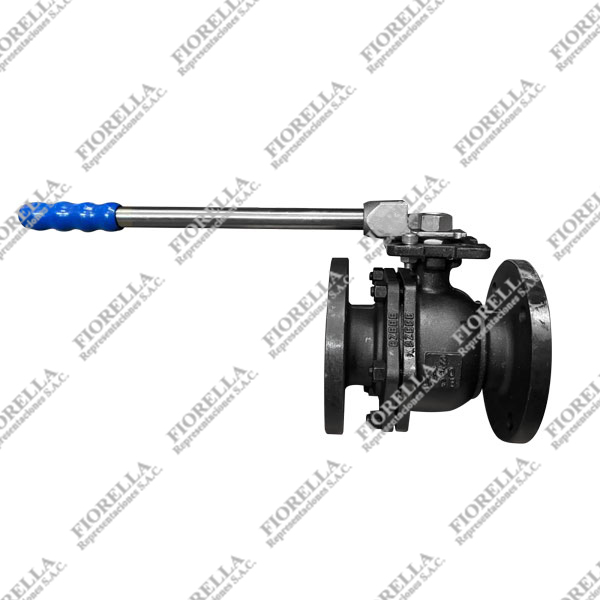 VÁLVULA ESFÉRICA O BOLA ACERO FUNDIDO ASTM A216 WCB 2 PIEZAS CLASE 150 ASIENTO POLIFIL BRIDADA ANSI B16.5 RF C/BASE PARA ACTUADOR ISO 5211 TIPO INDUSTRIAL REX