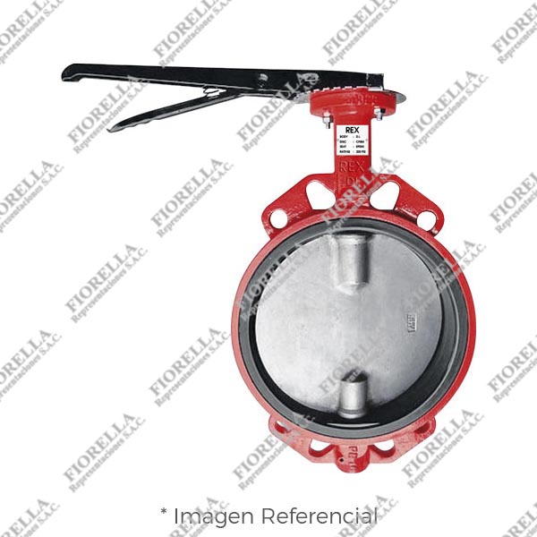 VÁLVULA MARIPOSA WAFER FIERRO DUCTIL  ASTM A536 P/MONTAJE ENTRE BRIDAS ASME B16.5 CLASE 150 DISCO 316 (CF8M) ASIENTO BUNA-N/200 PSI (WOG) CON PLATO DE BASE PARA INSTALAR ACTUADOR ISO5211 Y SISTEMA MANUAL ON/OFF TIPO INDUSTRIAL REX