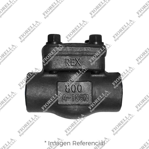 VÁLVULA CHECK PISTÓN ACERO FORJADO ASTM A105 ASIENTO 13% CR. CLASE 800 ROSCA NPT TIPO INDUSTRIAL REX