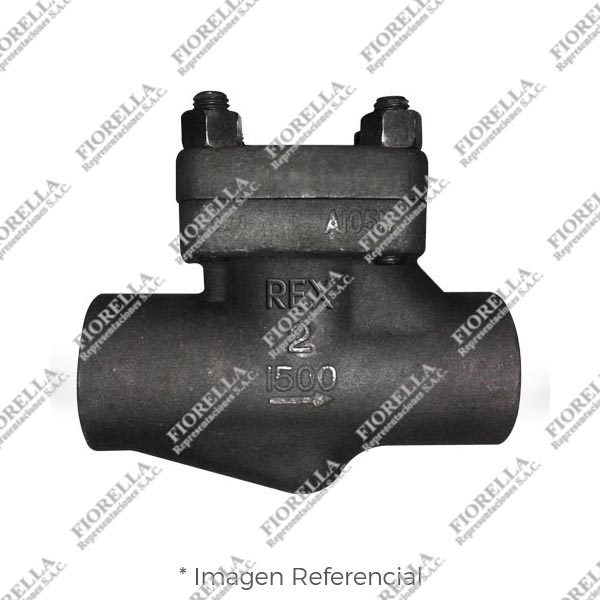 VÁLVULA CHECK PISTÓN ACERO FORJADO ASTM A105 ASIENTO 13% CR. CLASE 1500 ROSCA NPT TIPO INDUSTRIAL REX