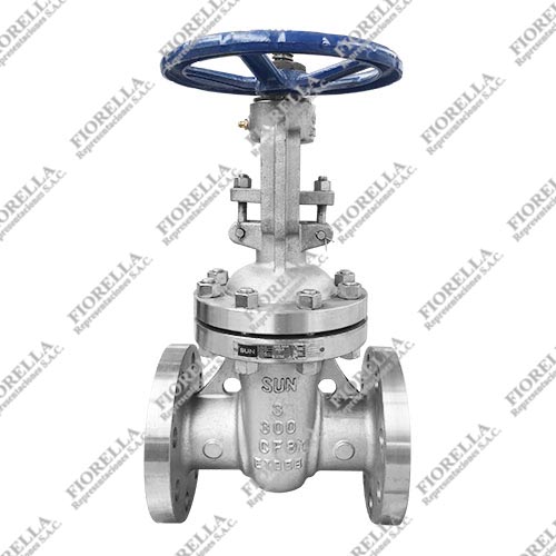 VÁLVULA COMPUERTA INOXIDABLE 316 (CF8M) CLASE 300 BRIDADA ANSI RF V/A TIPO INDUSTRIAL SUN